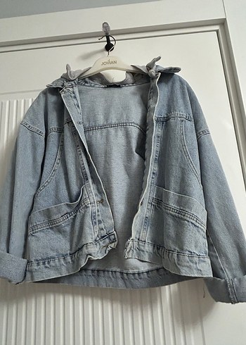 40 Beden Gri Kadın Denim Kot Ceket Düğmeli