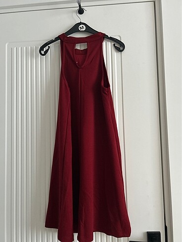 l Beden bordo Renk Mini elbıse