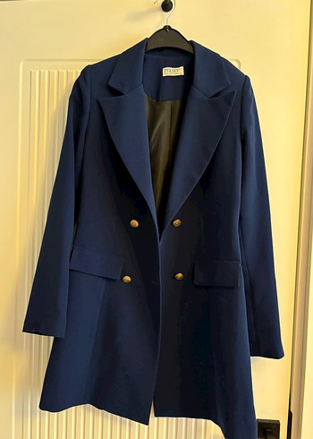 Lacivert Kadın Midi Blazer Ceket