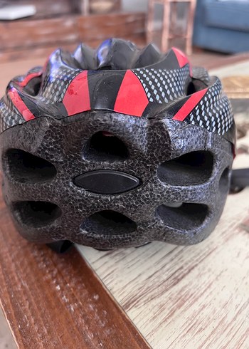 Kırmızı Baskılı  bisiklet Kaskı Velcro - Görsel 2