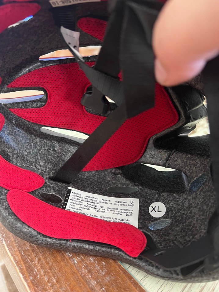 Kırmızı Baskılı  bisiklet Kaskı Velcro - Görsel 5