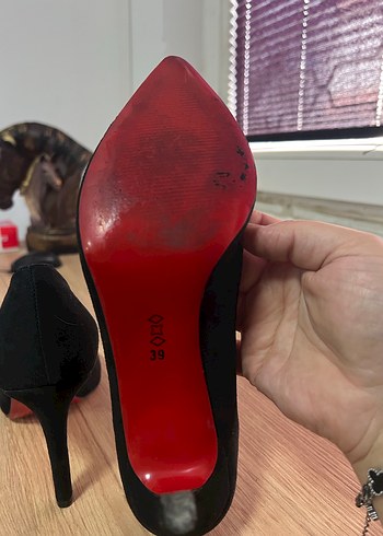Siyah Süet Stiletto Topuklu Kadın Ayakkabı - Görsel 5