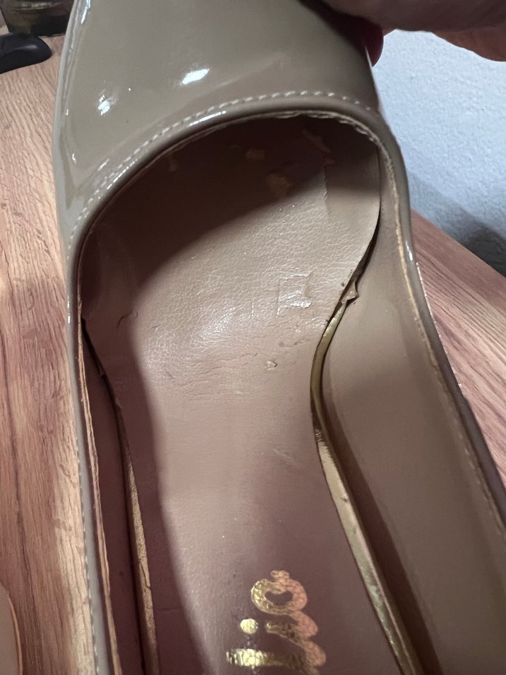 Bej Parlak Kumaş Desenli Kadın Topuklu Ayakkabı - Görsel 4