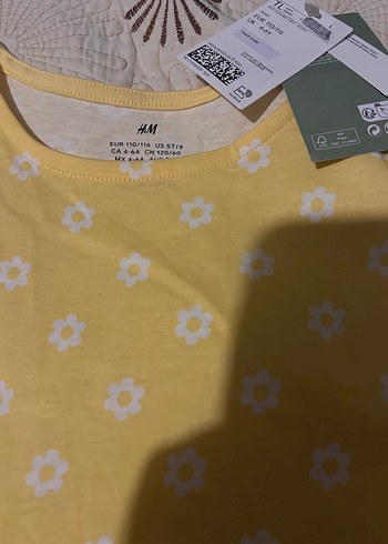 H&M Kız Çocuk Sarı  çiçekli elbise - Görsel 3