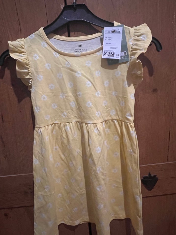 H&M Kız Çocuk Sarı  çiçekli elbise - Görsel 2
