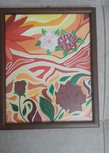 Çiçek Temalı Çok Renkli Tablo