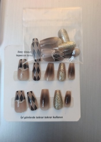 Bej Desenli Tırnak Süslemeleri Seti - Görsel 3
