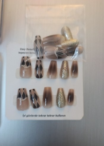Bej Desenli Tırnak Süslemeleri Seti - Görsel 4