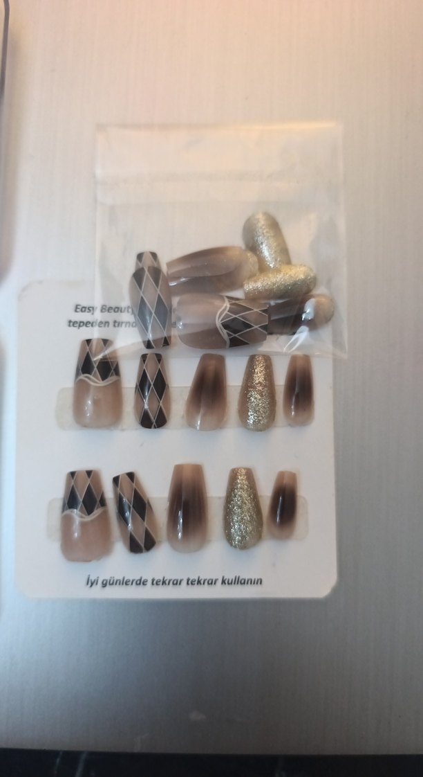 Bej Desenli Tırnak Süslemeleri Seti - Görsel 3
