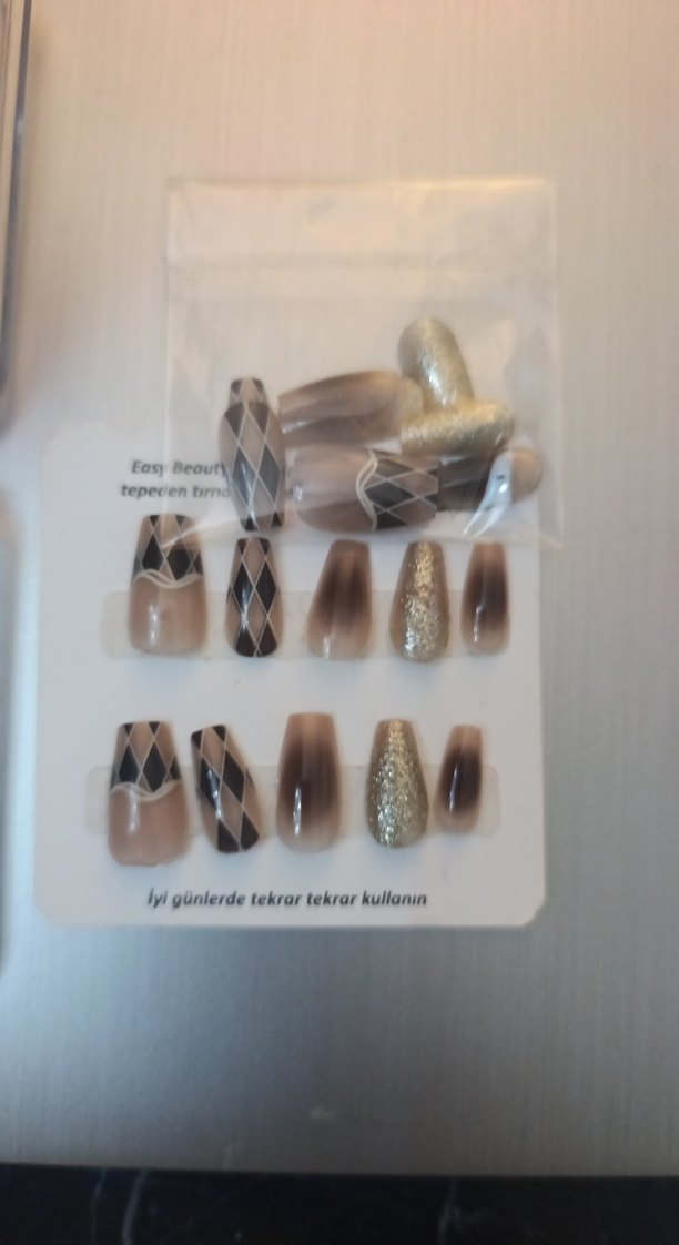 Bej Desenli Tırnak Süslemeleri Seti - Görsel 4
