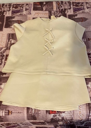 Bej Kadın Alt Üst Etekli Takım - Görsel 4