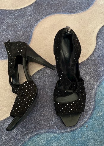 Siyah Puantiyeli Stiletto Topuklu Kadın Ayakkabı - Görsel 2