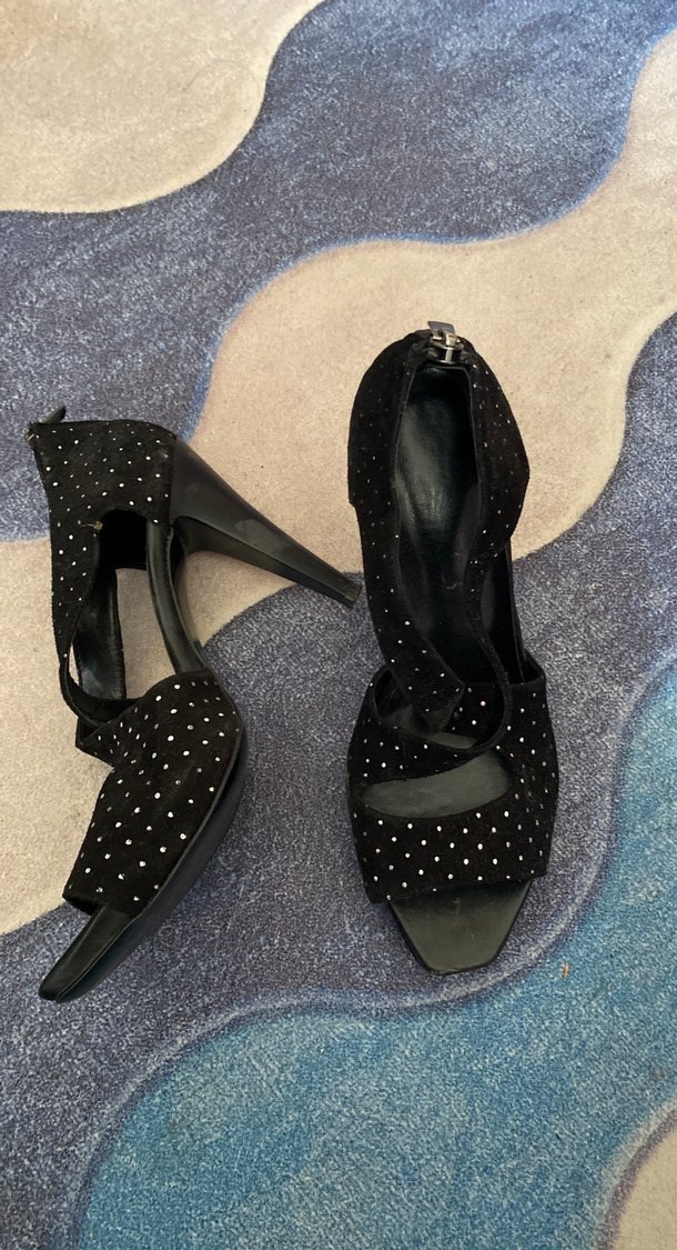 Siyah Puantiyeli Stiletto Topuklu Kadın Ayakkabı - Görsel 2