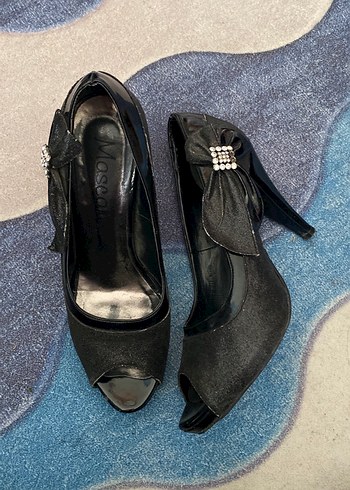 Siyah Yılan Desenli Tokalı Stiletto Topuklu Ayakkabı - Görsel 2