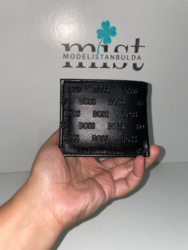 Siyah Boss Marka Baskılı Erkek Cüzdan - Görsel 2