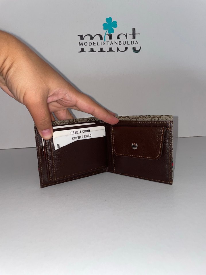 Gucci Kahverengi Baskılı Erkek Cüzdanı - Görsel 5