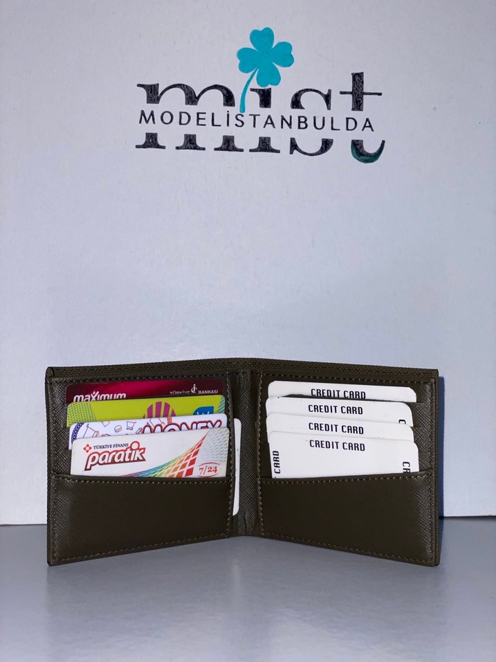 Haki renk ekstra kartlığı mevcut olan şık cüzdan - Görsel 4