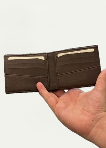 Kahverengi çıkarılabilir kartlık bölümü olan Erkek Cüzdanı - Görsel 2