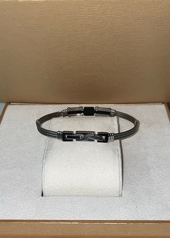 Minimalist Çapa Desenli Siyah,Gümüş renkl Erkek Çelik Bileklik - Görsel 3