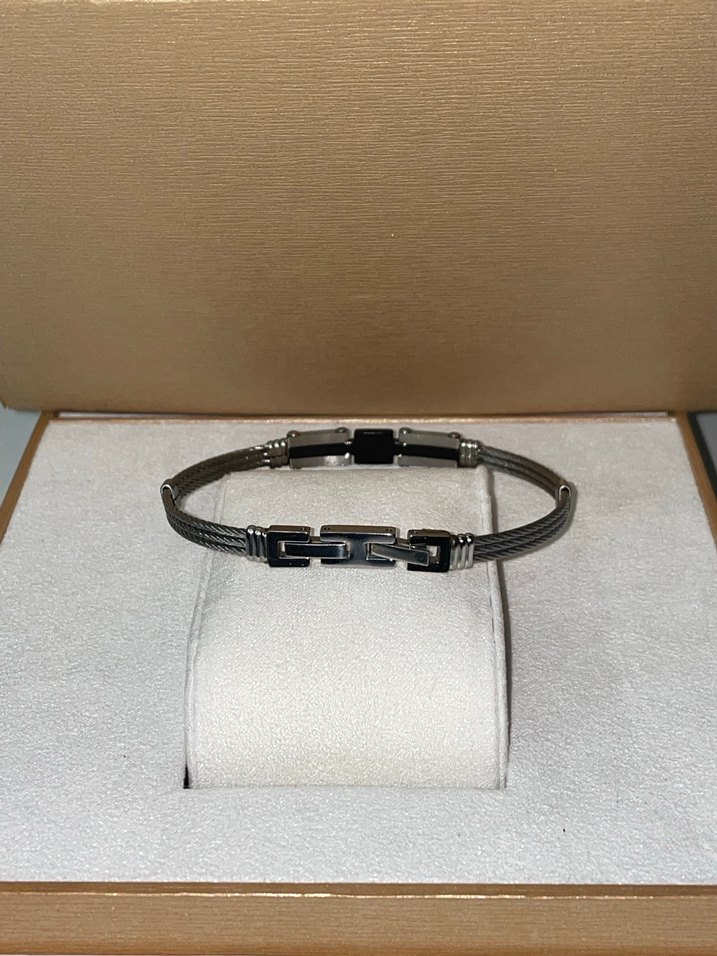 Minimalist Çapa Desenli Siyah,Gümüş renkl Erkek Çelik Bileklik - Görsel 3