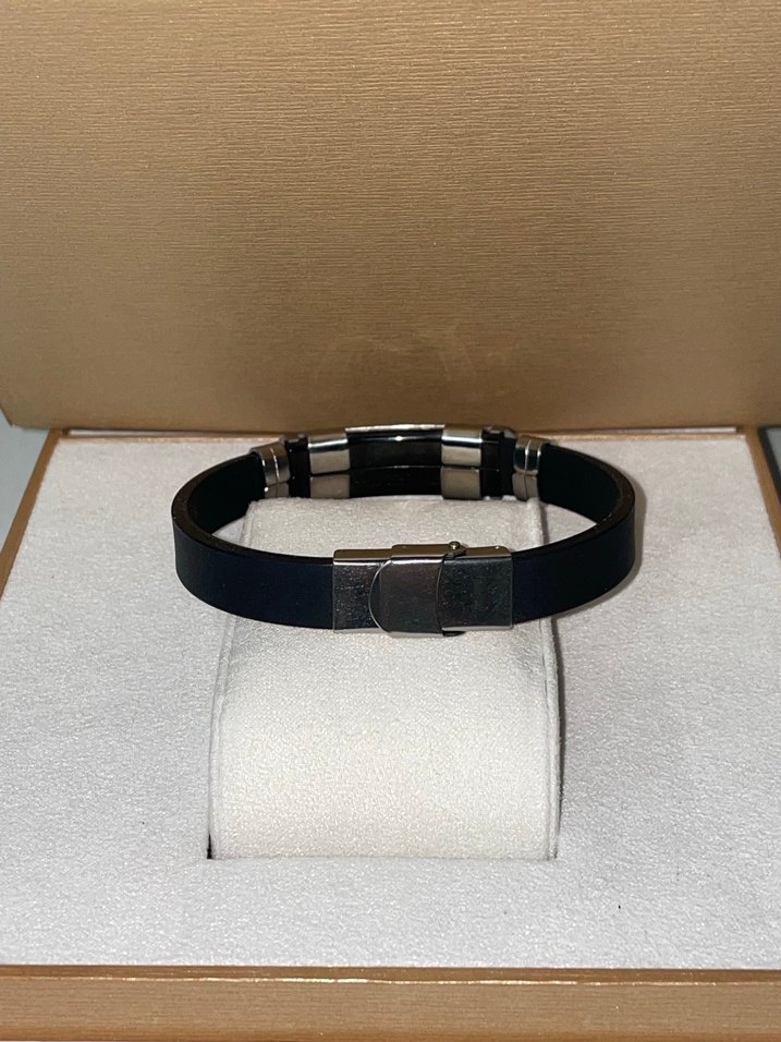 Modern Tasarımlı Siyah Çelik Erkek Bileklik - Görsel 3