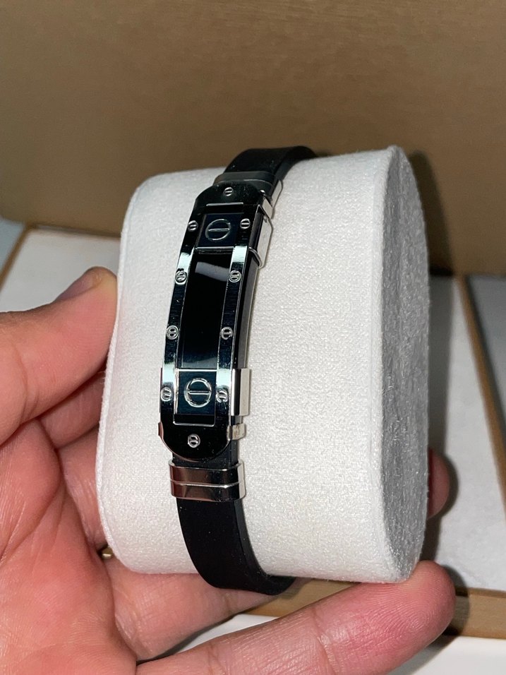 Modern Tasarımlı Siyah Çelik Erkek Bileklik - Görsel 2