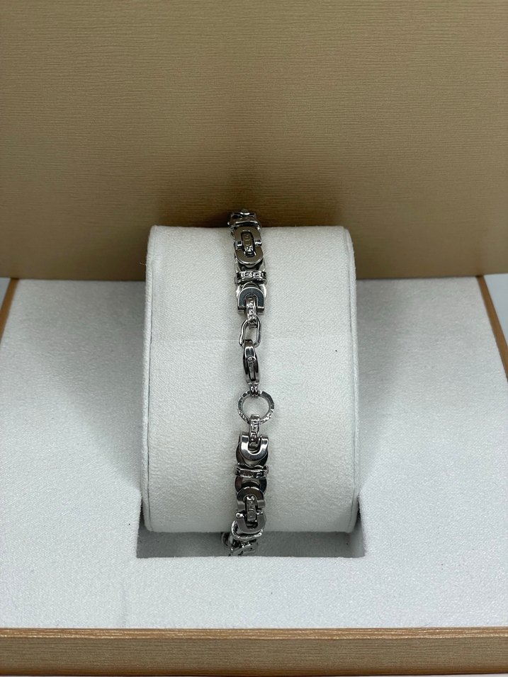 Zincir Detaylı Gümüş Renk Çelik Erkek Bileklik - Görsel 3