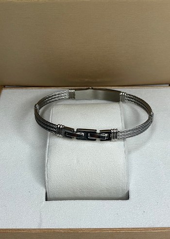 Minimalist Gümüş renk ve Altın renk Çelik Erkek Bileklik - Görsel 3