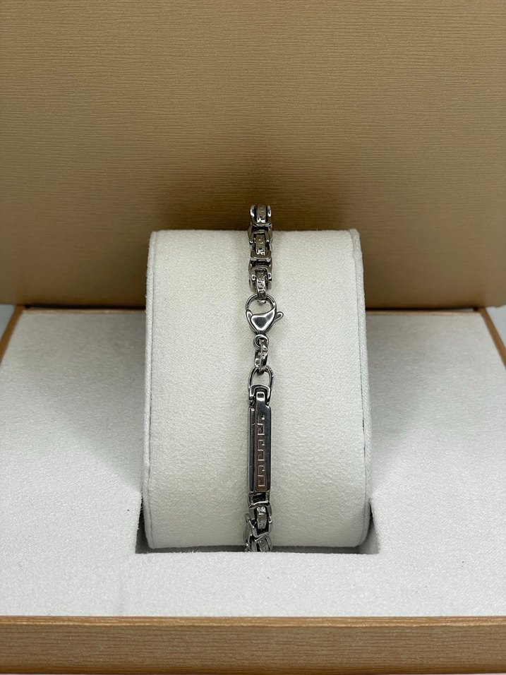 Gümüş renk zincir detaylı erkek çelik bileklik - Görsel 2