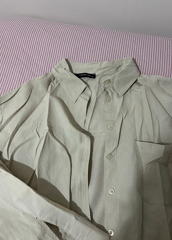 Bej Kadın Keten Gömlek - Görsel 2