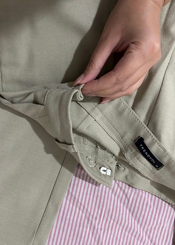 Kadın Haki Midi Pilili Kumaş Pantolon - Görsel 5