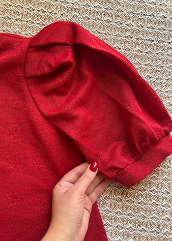 Mango kırmızı karpuz kol bluz - Görsel 4