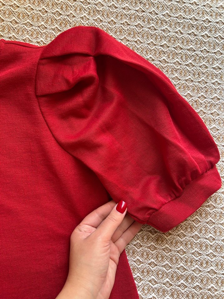 Mango kırmızı karpuz kol bluz - Görsel 4