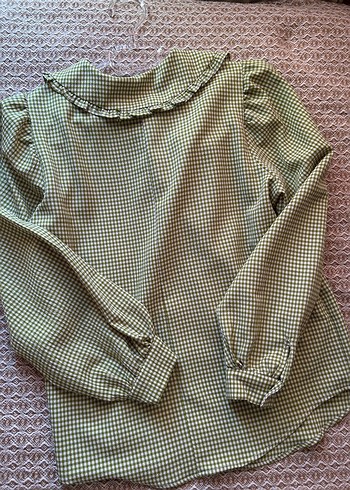 Bohem Yeşil Kareli Kadın Gömlek - Görsel 5