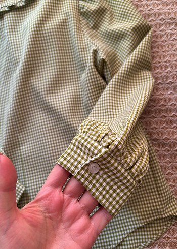 Bohem Yeşil Kareli Kadın Gömlek - Görsel 6