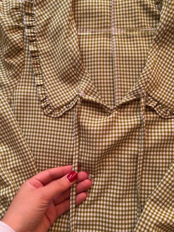 Bohem Yeşil Kareli Kadın Gömlek - Görsel 4