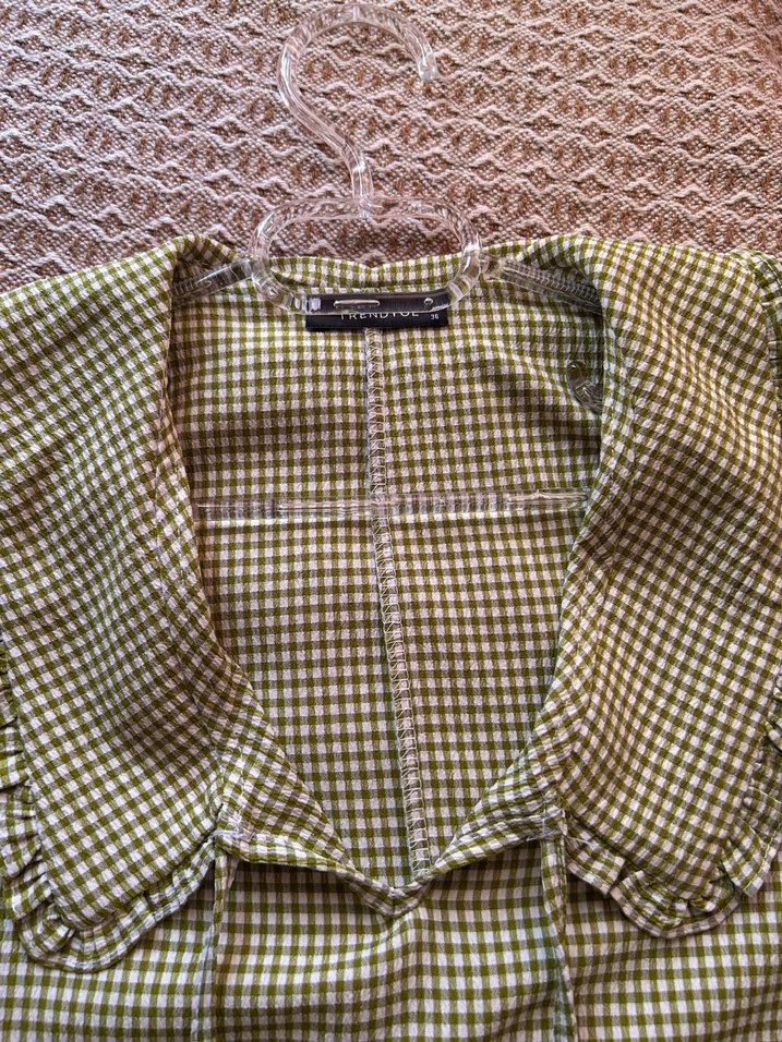 Bohem Yeşil Kareli Kadın Gömlek - Görsel 2