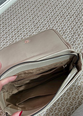 Bej Deri Kadın kol çantası - Görsel 6