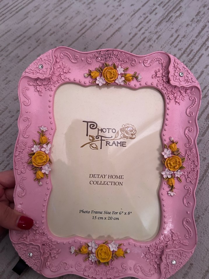 Pembe Çiçekli Dekoratif Fotoğraf Çerçevesi - Görsel 2