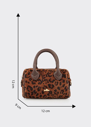 Elle Kahverengi Leopar Desenli Süet Kadın Çanta - Görsel 5