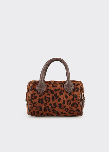 Elle Kahverengi Leopar Desenli Süet Kadın Çanta - Görsel 3