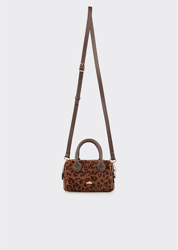 Elle Kahverengi Leopar Desenli Süet Kadın Çanta - Görsel 2