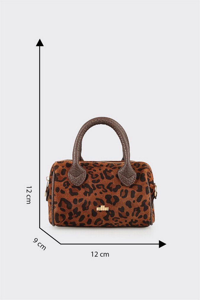 Elle Kahverengi Leopar Desenli Süet Kadın Çanta - Görsel 5