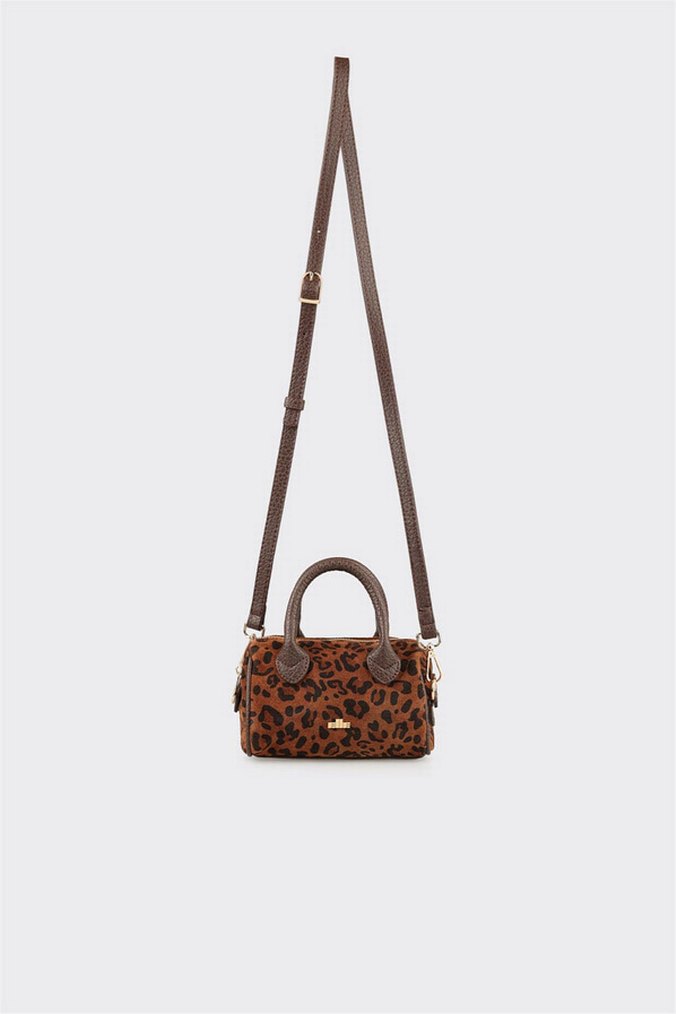 Elle Kahverengi Leopar Desenli Süet Kadın Çanta - Görsel 2