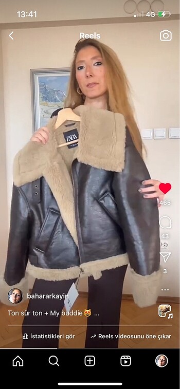 Zara deri kahverengi mont - Görsel 8