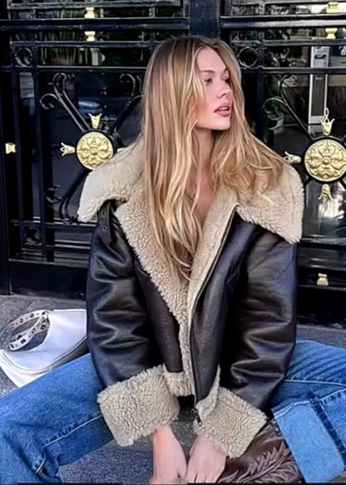 Zara deri kahverengi mont - Görsel 3