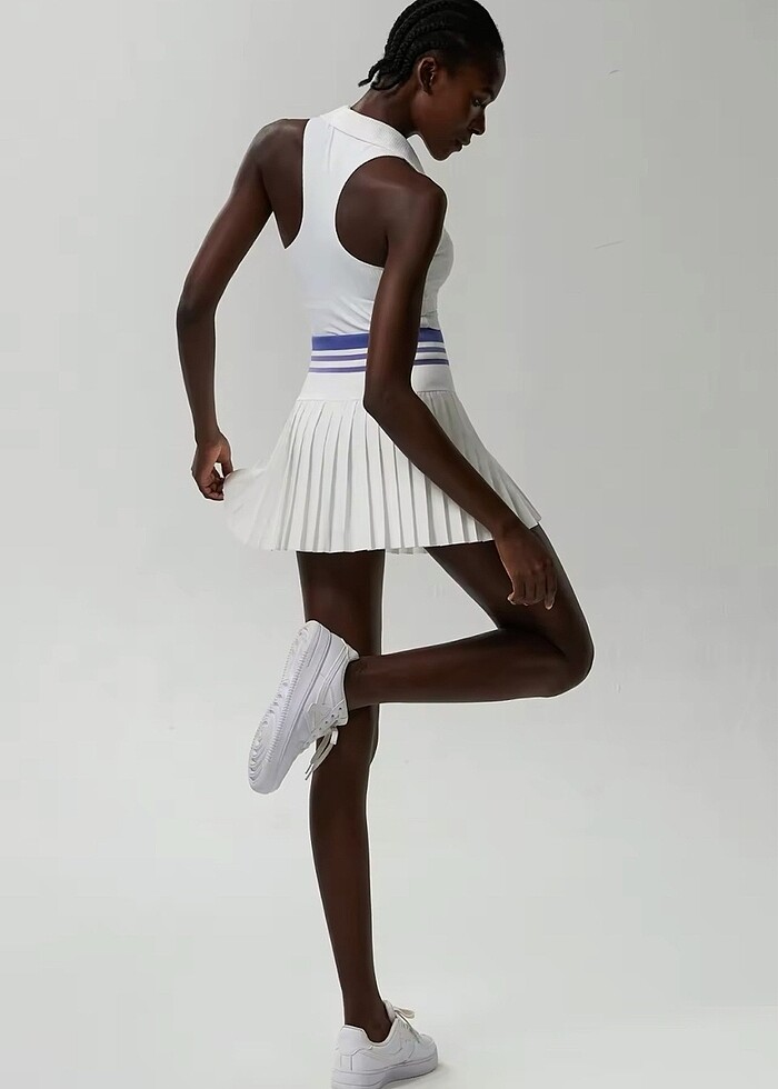 Beyaz pileli tenis eteği - Görsel 4