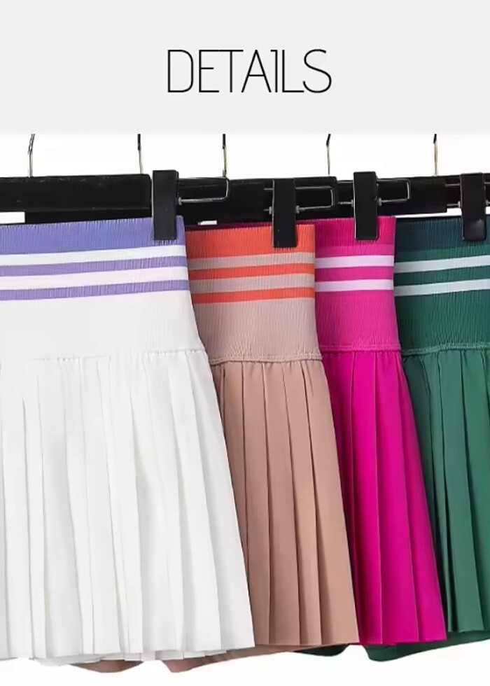 Beyaz pileli tenis eteği - Görsel 5