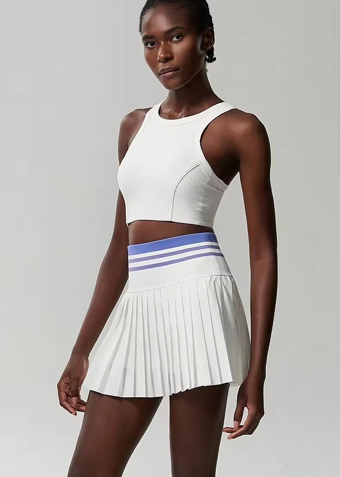 Beyaz pileli tenis eteği - Görsel 2