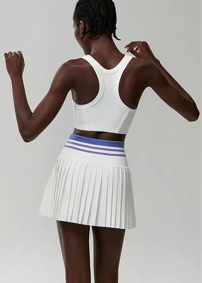 Beyaz pileli tenis eteği - Görsel 3